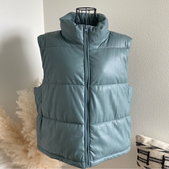 SOLD 7 For All Mankind Faux Leather Puffer Vest - Picture 10 of 12